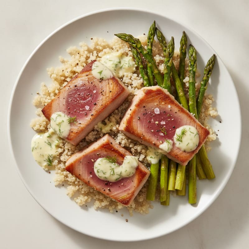 Pan-Seared Tuna with Lemon-Dill Sauce