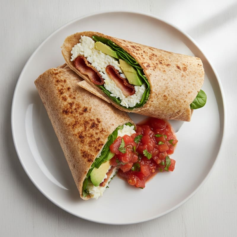 Crispy Turkey Bacon and Egg White Breakfast Wrap