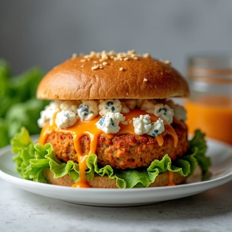 Spicy Buffalo Turkey Burger with Blue Cheese Crumbles