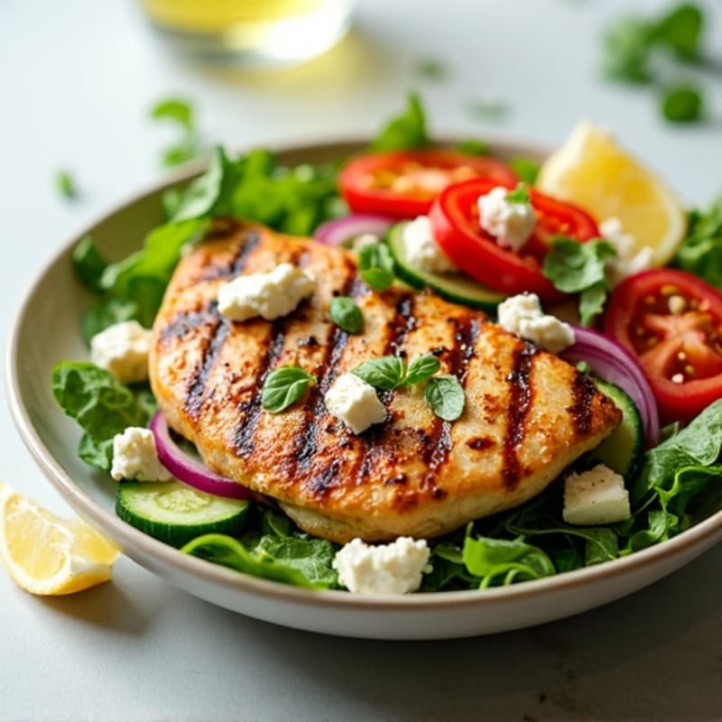 Grilled Chicken with Fresh Feta Vegetable Salad