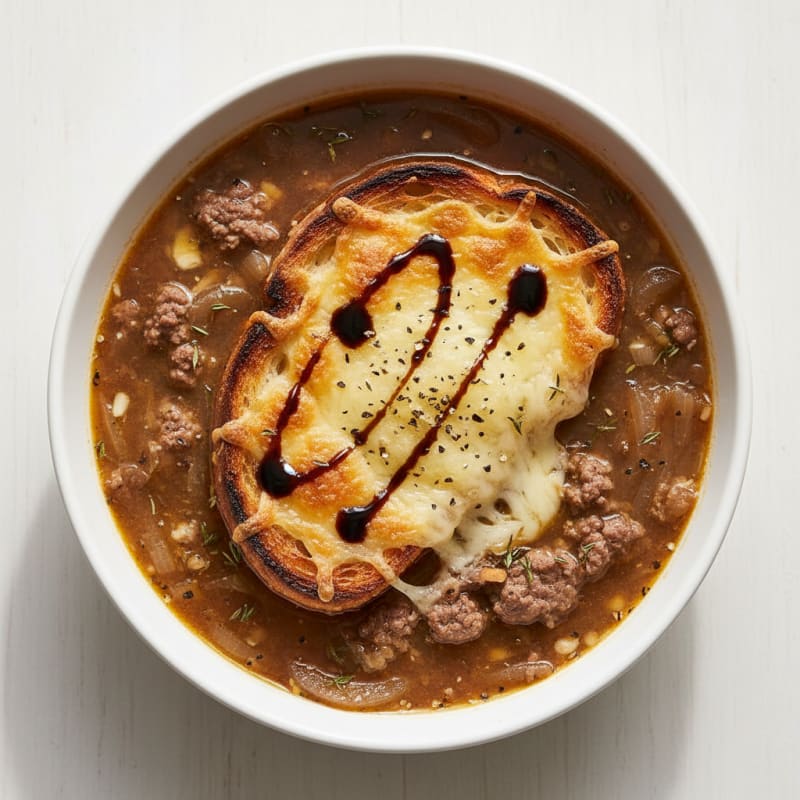 Caramelized French Onion Soup with Golden Croutons