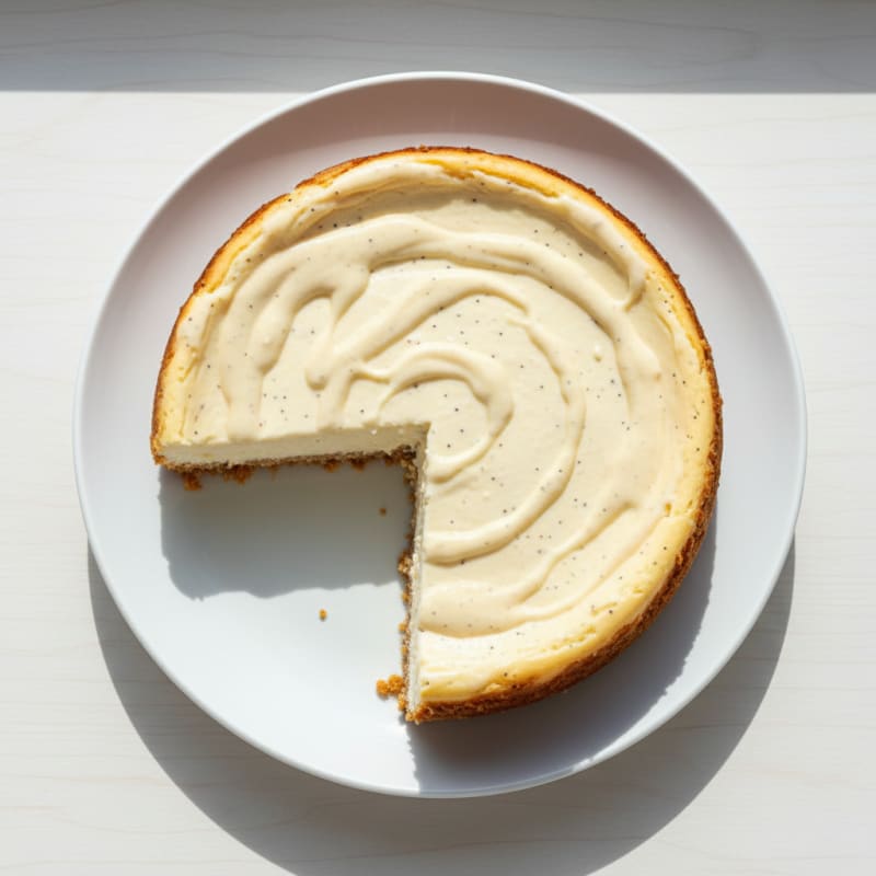 Protein Vanilla Bean Cheesecake with Almond Crust