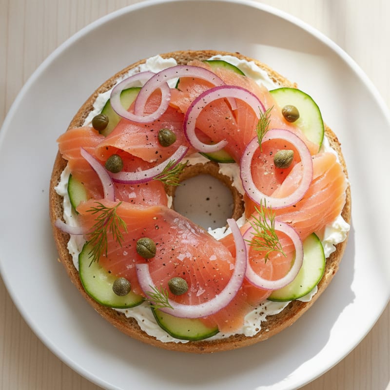 Smoked Salmon Bagel with Cream Cheese