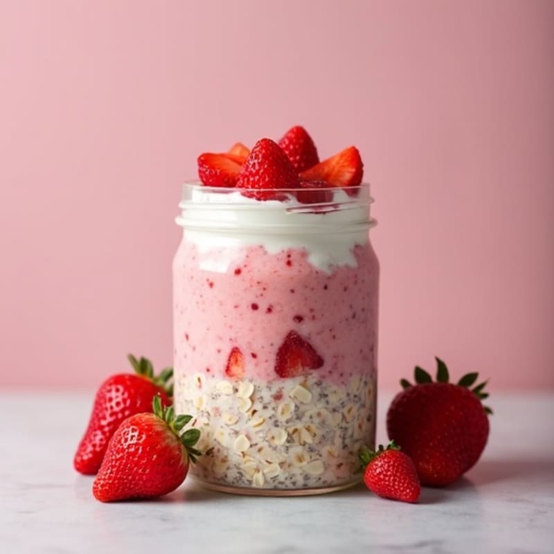 Protein-Packed Strawberry Shortcake Overnight Oats