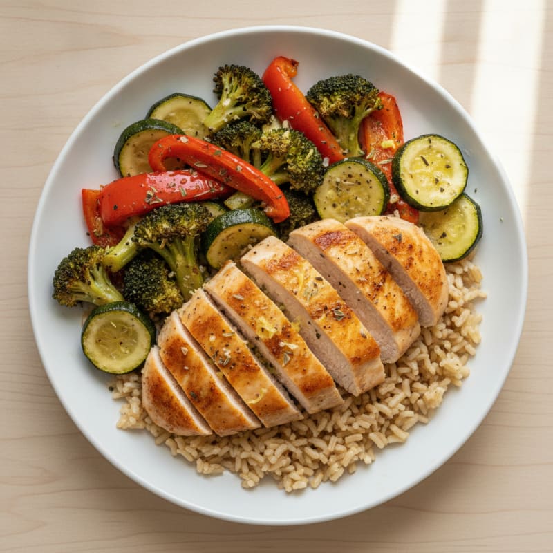 Chicken and Roasted Vegetable Bowl