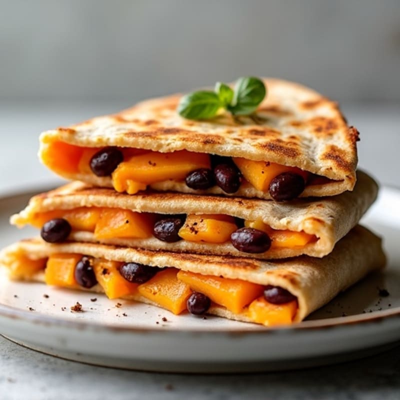Crispy Black Bean Sweet Potato Quesadillas