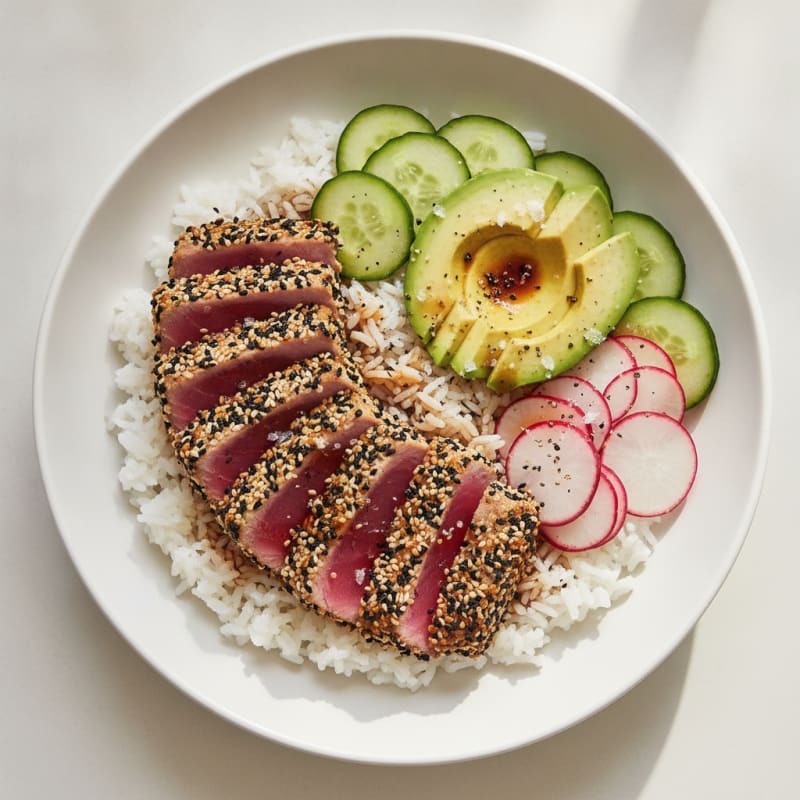 Seared Tuna Rice Bowl with Avocado