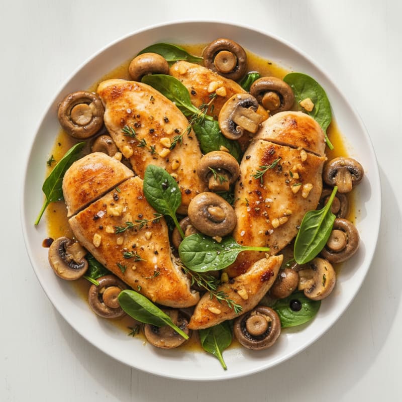 Roasted Garlic Butter Mushrooms with Herbed Chicken