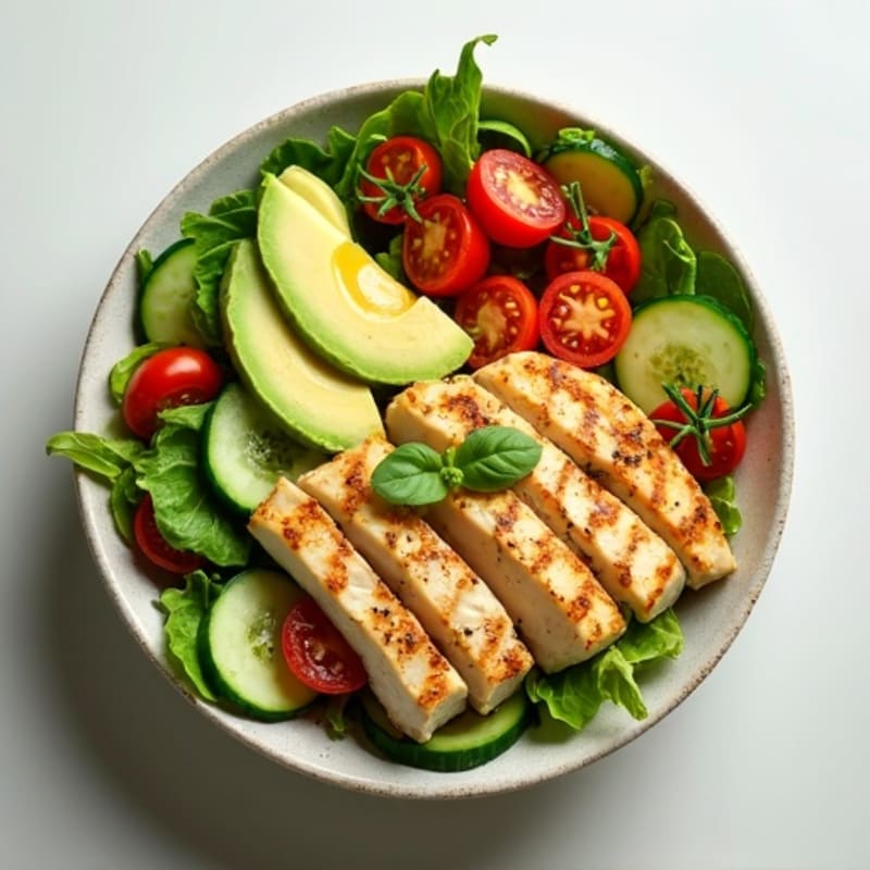 Crisp Avocado and Grilled Chicken Salad Bowl