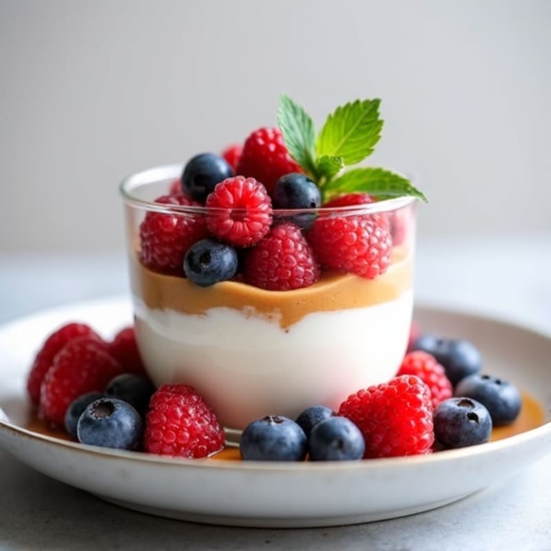 Greek Yogurt Protein Parfait with Mixed Berries and Almond Butter