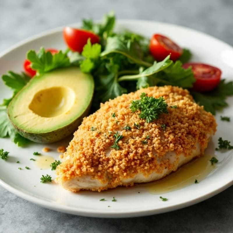 Crispy Lemon Herb Chicken with Fresh Mixed Greens