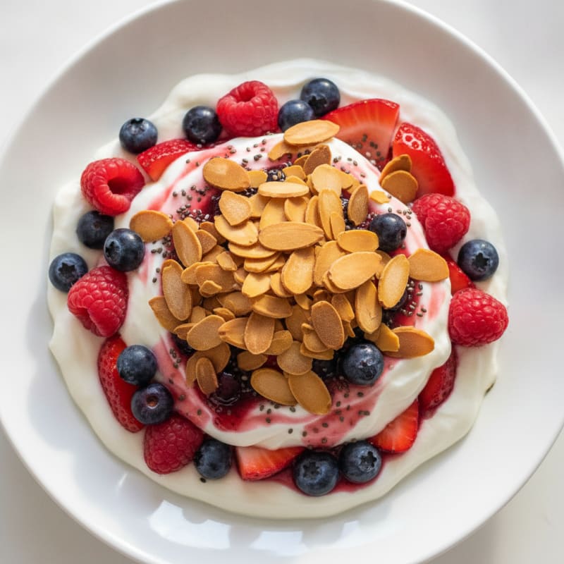 Greek Yogurt Protein Parfait with Berries and Almonds