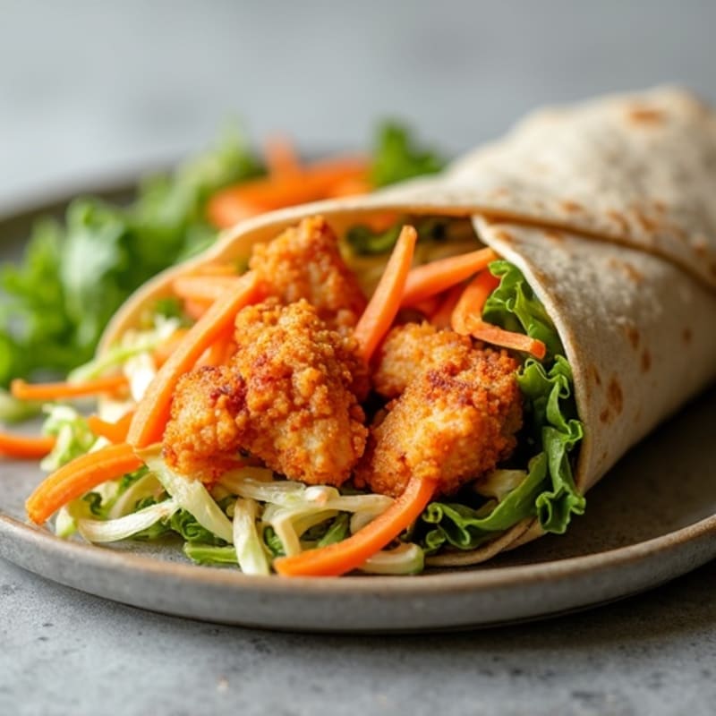 Crispy Buffalo Chicken Wrap with Crunchy Slaw