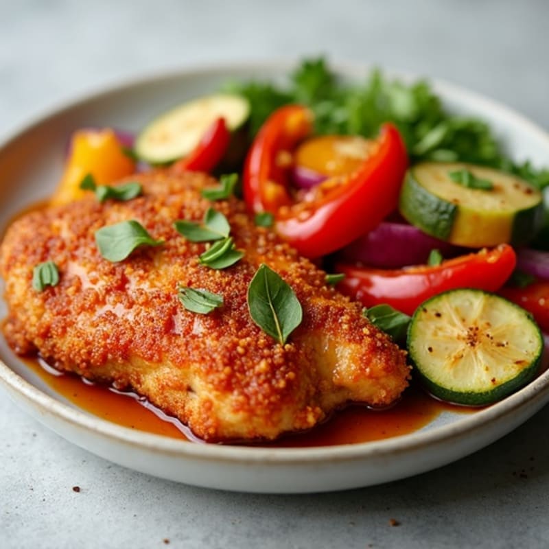 Crispy Sweet and Sour Chicken with Roasted Vegetables