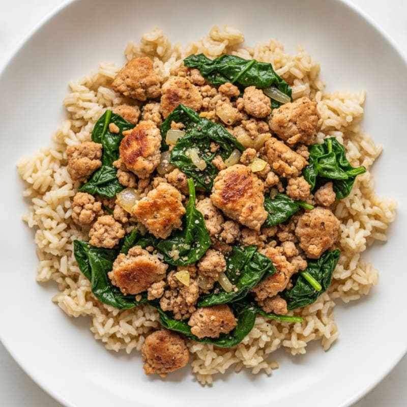 Ground Turkey and Spinach Rice Bowl