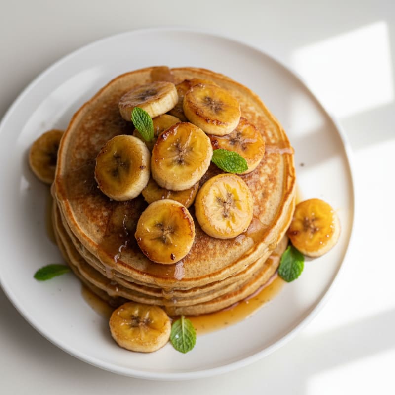 Golden Caramelized Banana Pancakes