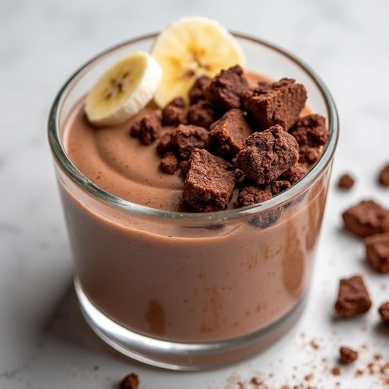 Silky Chocolate Vanilla Protein Pudding with Crispy Chocolate Crumbles