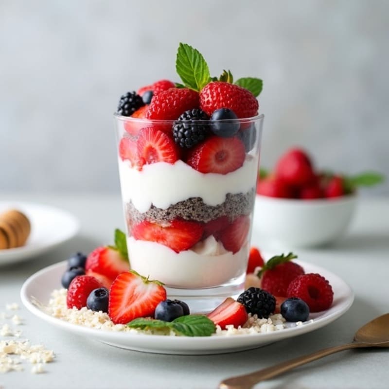Greek Yogurt Parfait with Mixed Berries and Chia Seeds