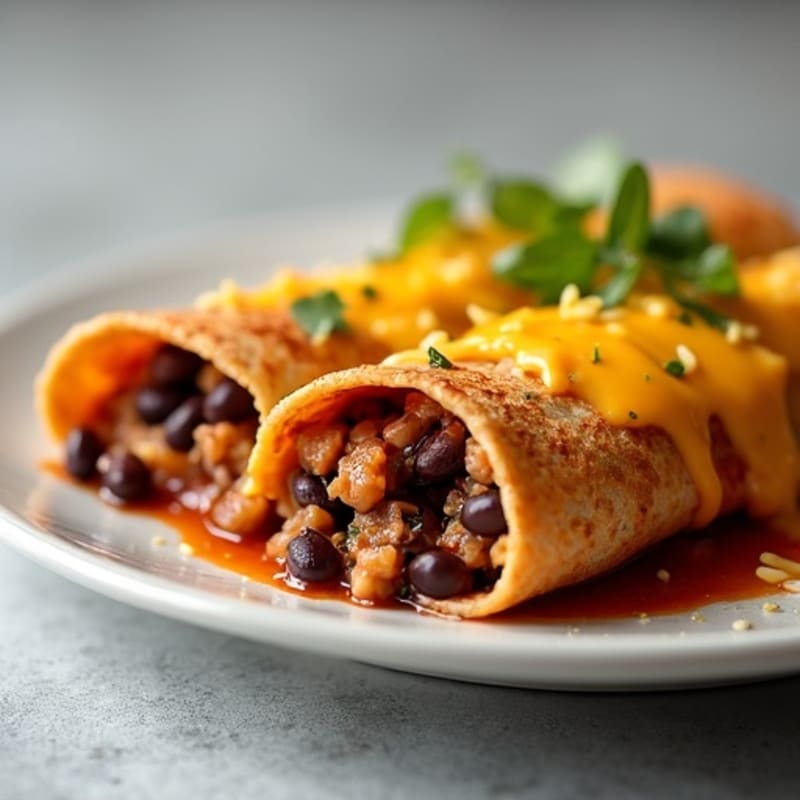 Healthy Cheesy Beef and Black Bean Enchiladas
