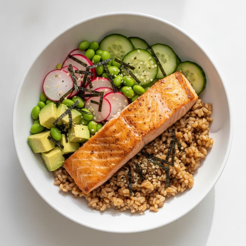 Salmon Sushi Rice Bowl with Avocado