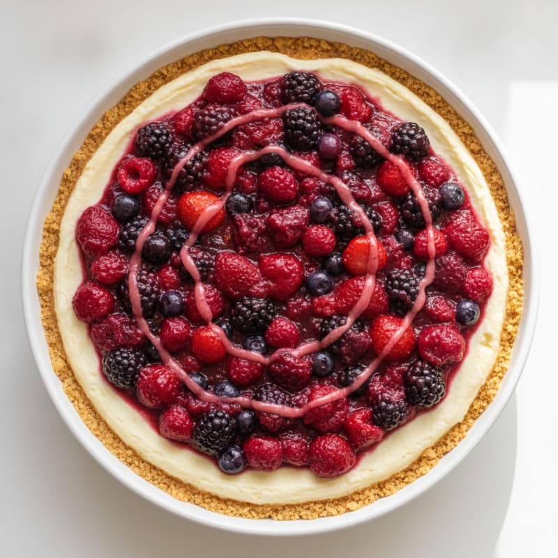 Greek Yogurt Protein Cheesecake with Mixed Berries