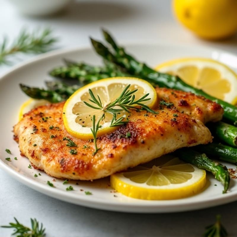 Crispy Lemon-Herb Chicken with Roasted Asparagus