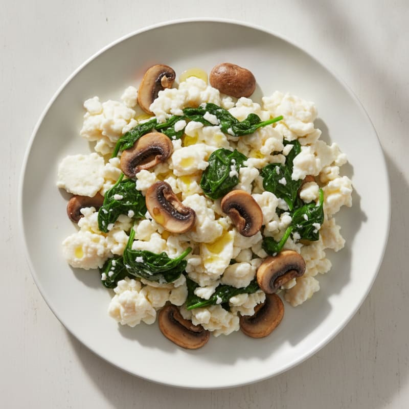 Spinach Egg White Scramble with Sautéed Mushrooms