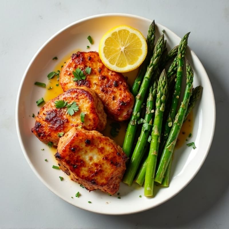 Pan-Seared Cajun Chicken Bites with Roasted Asparagus