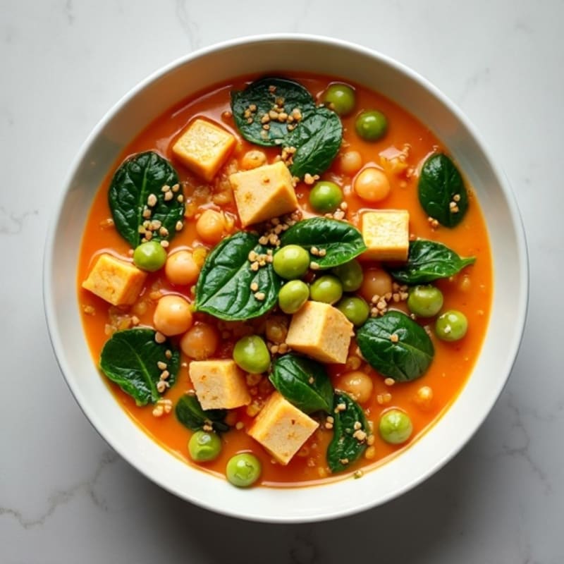 Creamy Lentil and Chickpea Stew with Spinach and Hemp Seeds