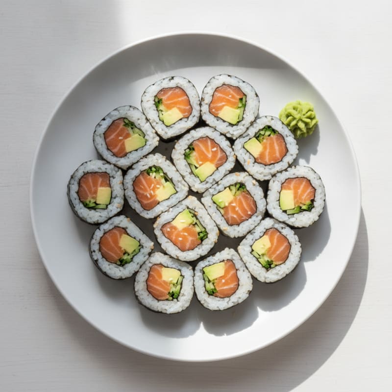 Fresh Salmon & Avocado Sushi Rolls