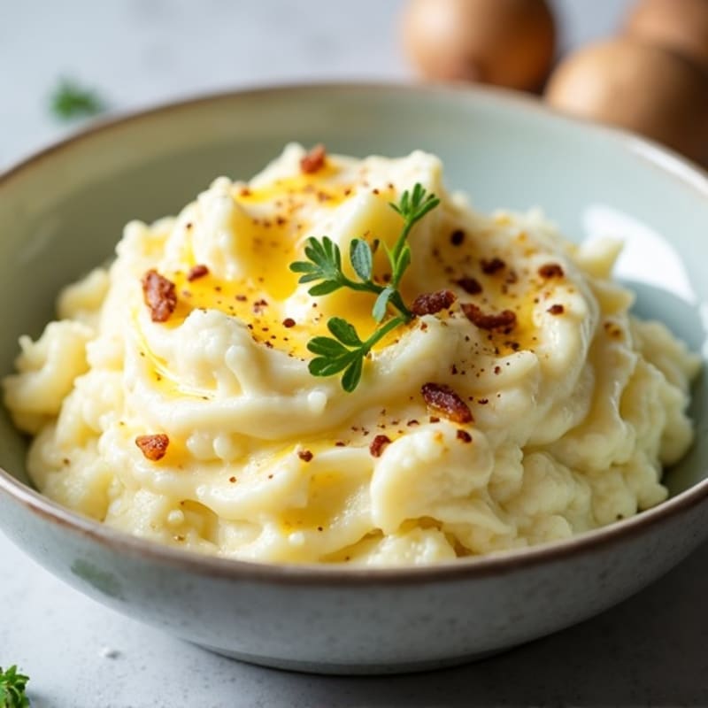 Creamy Cauliflower-Potato Mash with Roasted Garlic