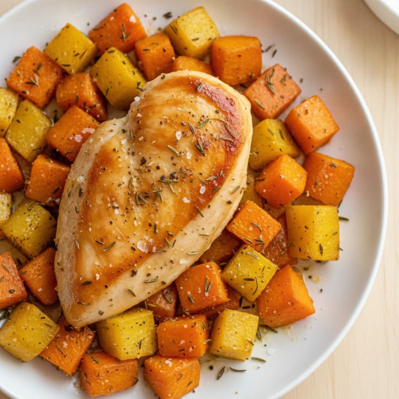 Herb-Roasted Chicken Breast with Root Vegetables