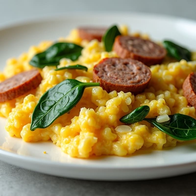 Egg White and Turkey Sausage Scramble with Spinach