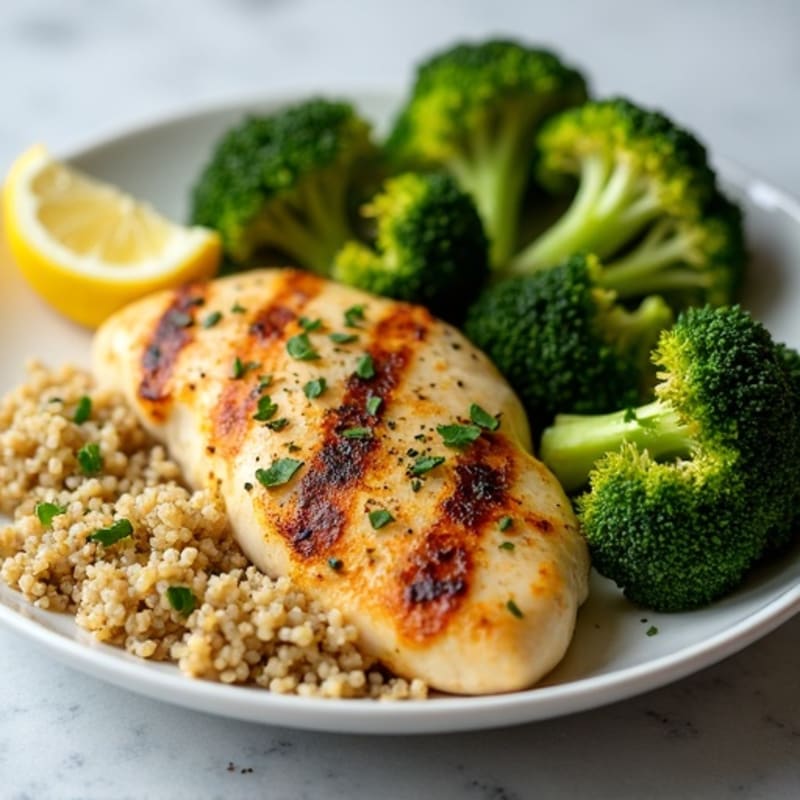 Crispy Roasted Broccoli with Lemon Herb Chicken