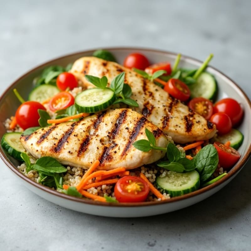 Grilled Chicken and Quinoa Salad with Crunchy Vegetables