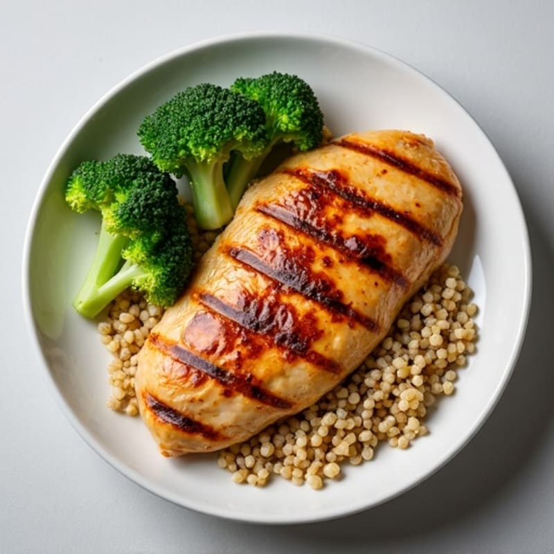 Grilled Chicken Breast with Quinoa and Steamed Broccoli