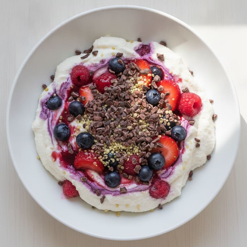 Silky Greek Yogurt Protein Mousse with Mixed Berries
