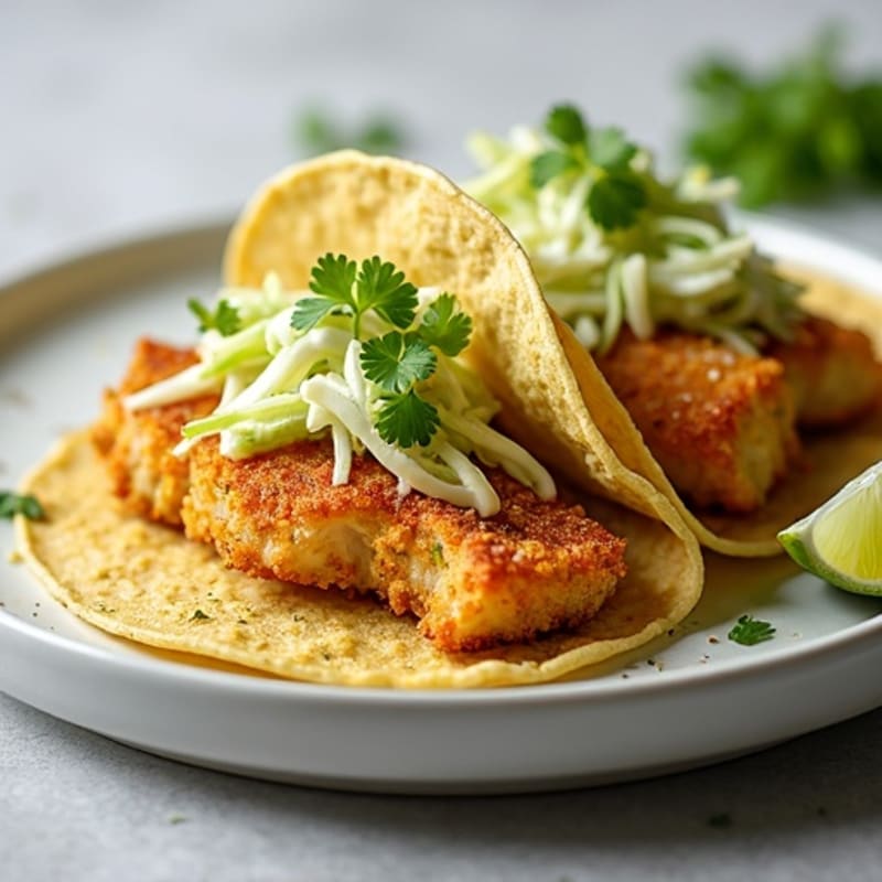 Crispy Baked Fish Tacos with Lime Slaw