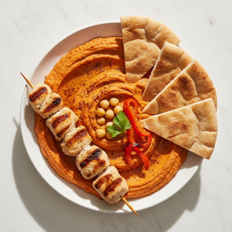 Roasted Red Pepper Hummus with Pita