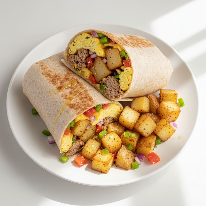Hearty Sausage Breakfast Burrito with Potatoes
