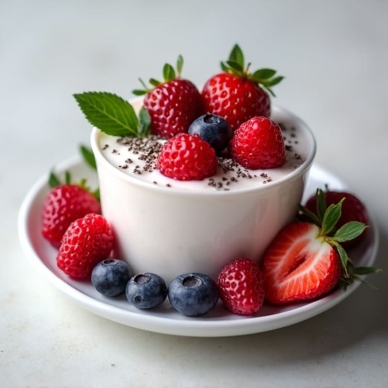 Silky Greek Yogurt Protein Pudding with Mixed Berries