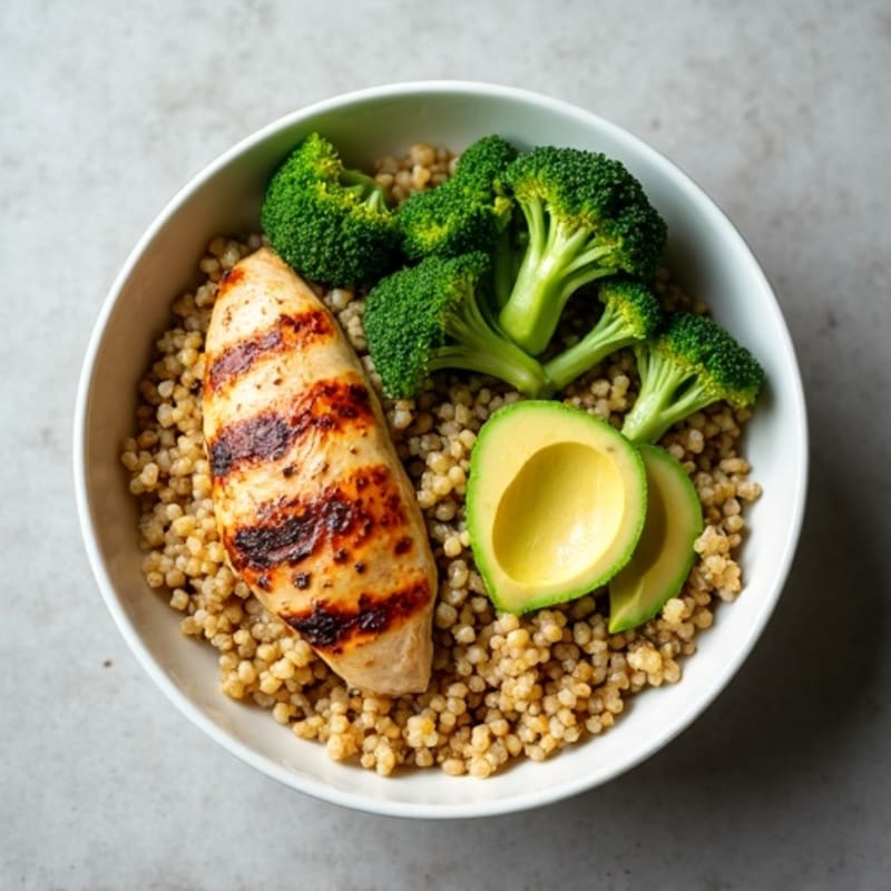 Grilled Chicken and Quinoa Bowl with Roasted Broccoli