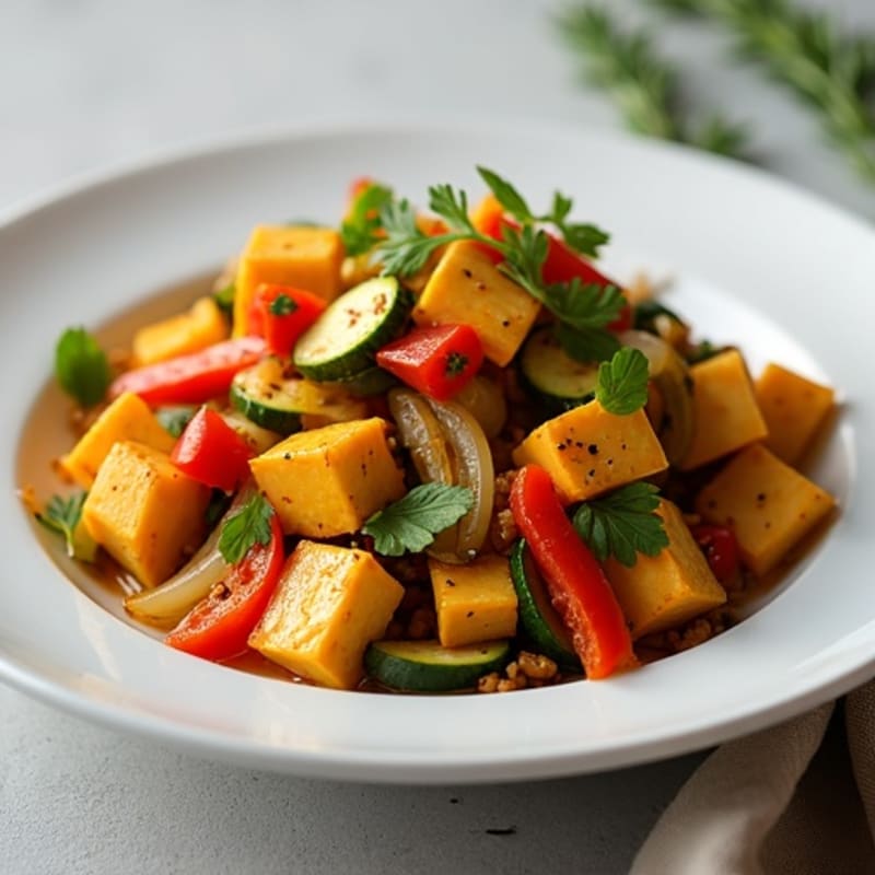 Crispy Soya and Paneer Stir-Fry with Steamed Vegetables