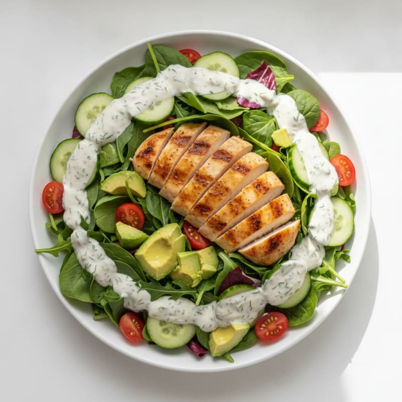 Grilled Chicken Salad with Yogurt Ranch Dressing