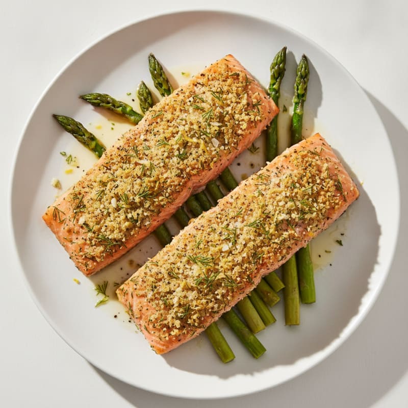 Dill-Crusted Salmon with Roasted Asparagus