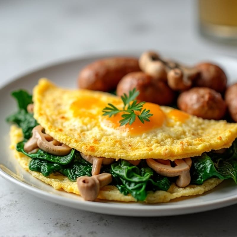 Egg White Spinach Omelette with Turkey Sausage