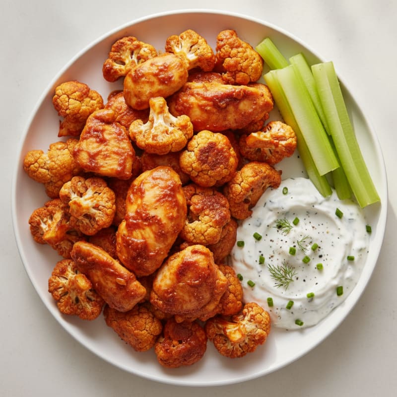 Buffalo Cauliflower Bites with Ranch Dip