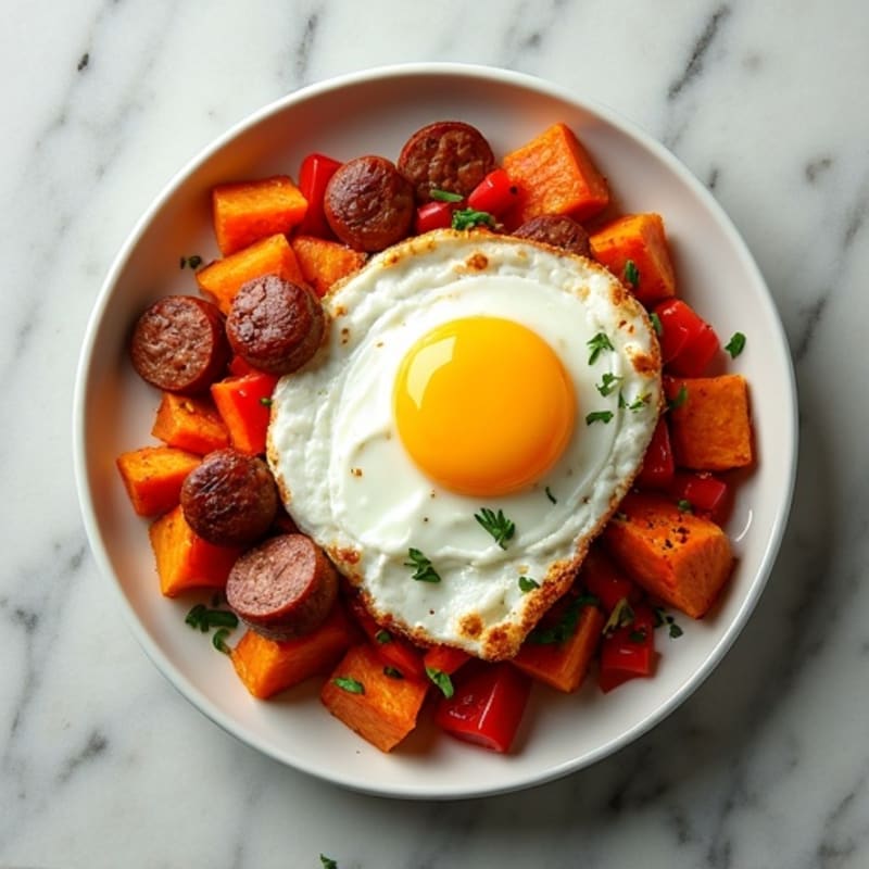 Protein-Packed Sweet Potato Hash with Eggs