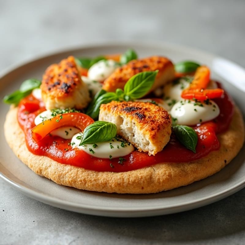 Crispy Chicken Pizza with Fresh Herbs and Vegetables
