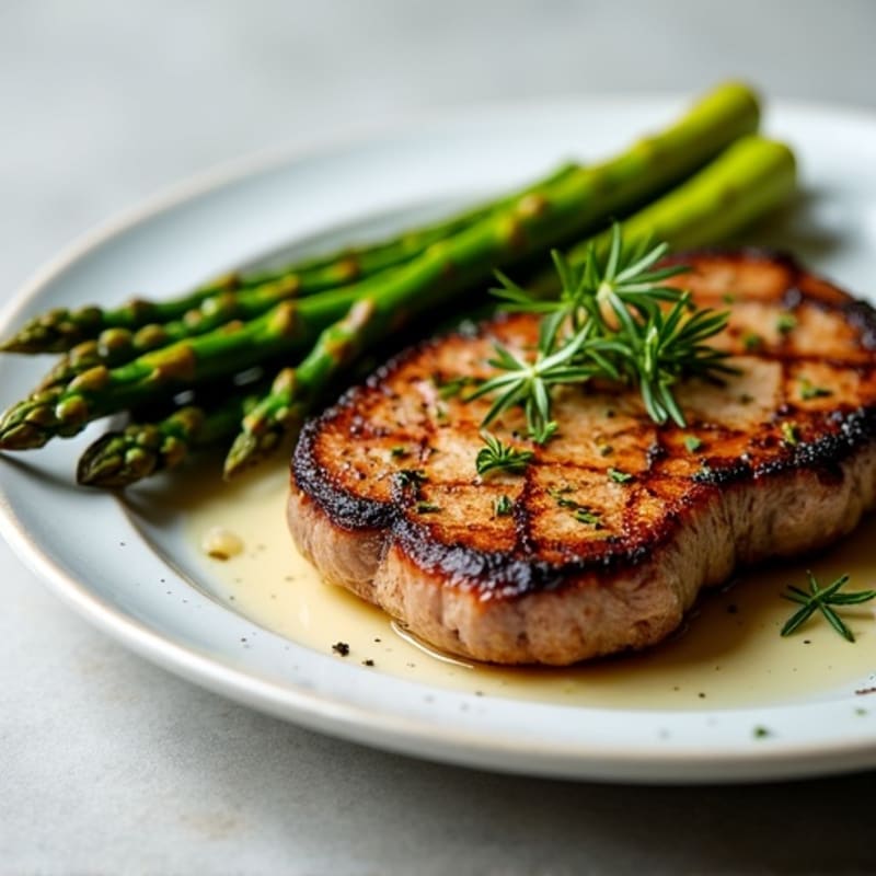 Garlic-Herb Pan-Seared Steak with Roasted Asparagus